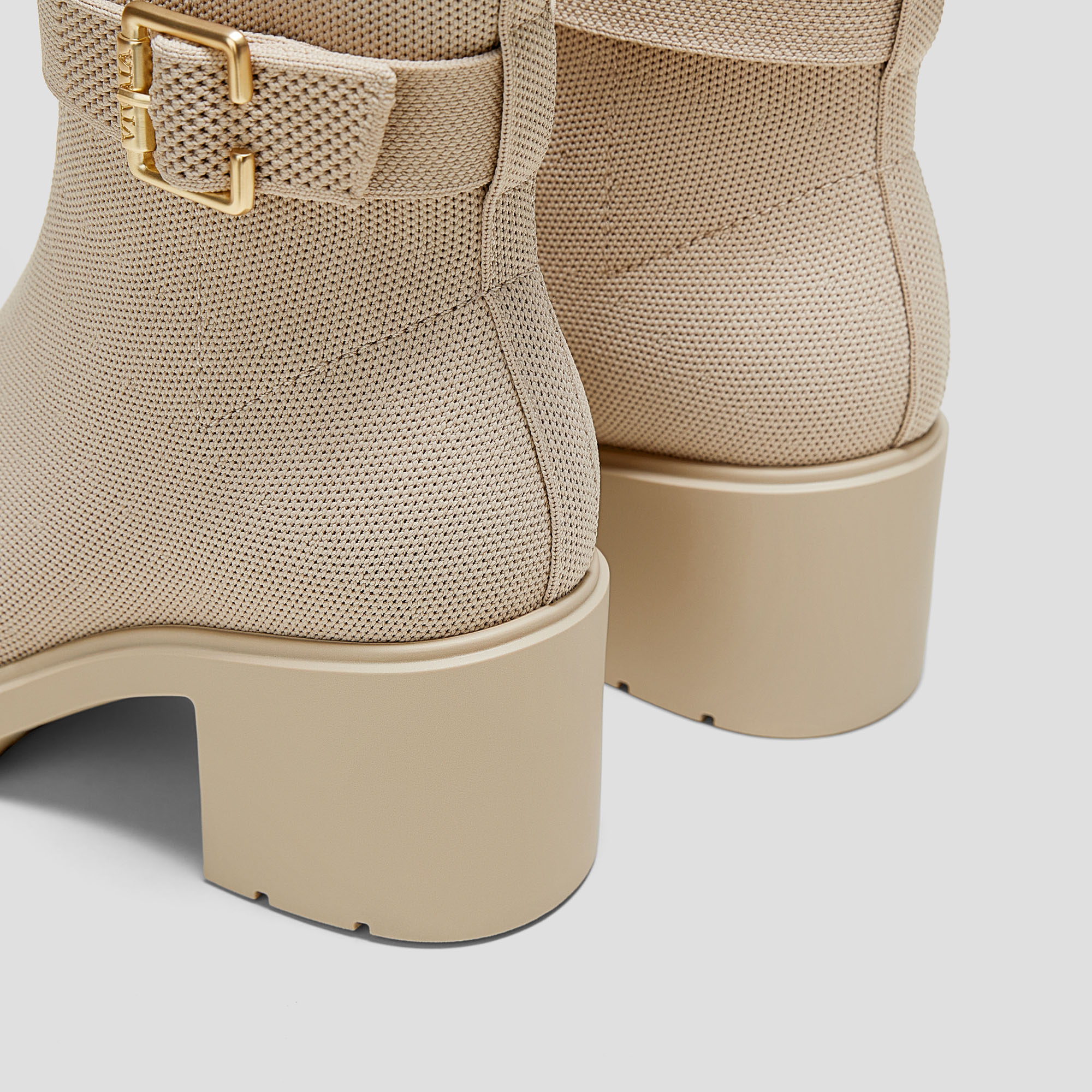 Square-Toe Water-Repellent Heeled Boots (Gisella), ALMOND, EU35