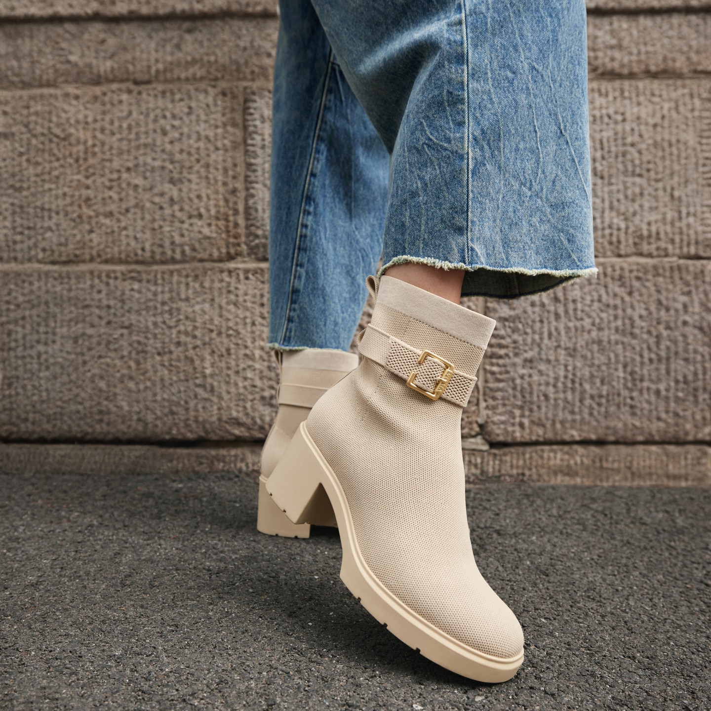 Square-Toe Water-Repellent Heeled Boots (Gisella), ALMOND, EU39