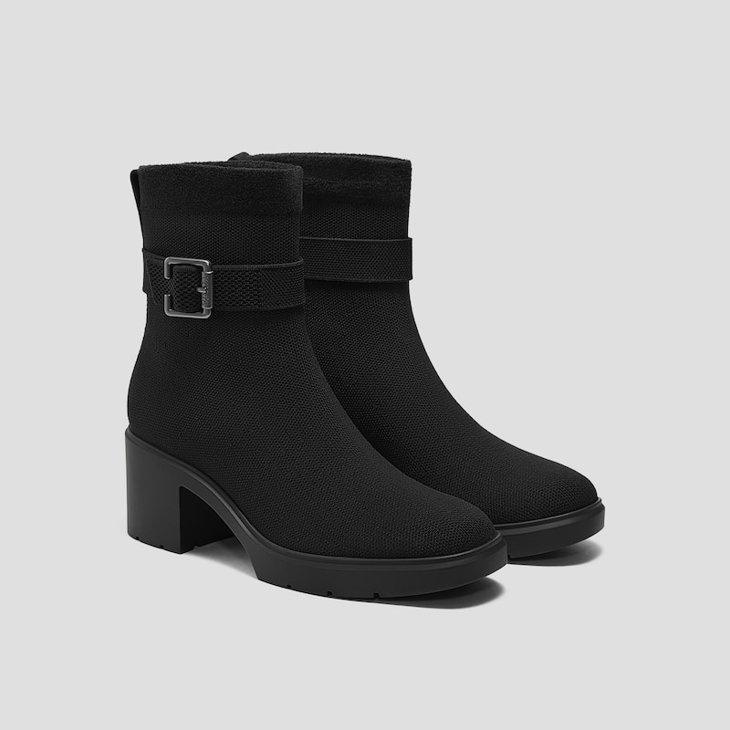 Square-Toe Water-Repellent Heeled Boots (Gisella), Black, EU38.5 | VIVAIA