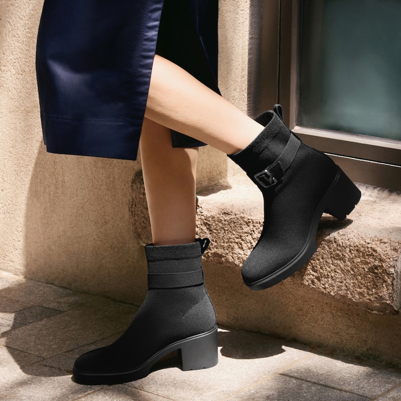 Square-Toe Water-Repellent Heeled Boots (Gisella), Black, EU38.5 | VIVAIA