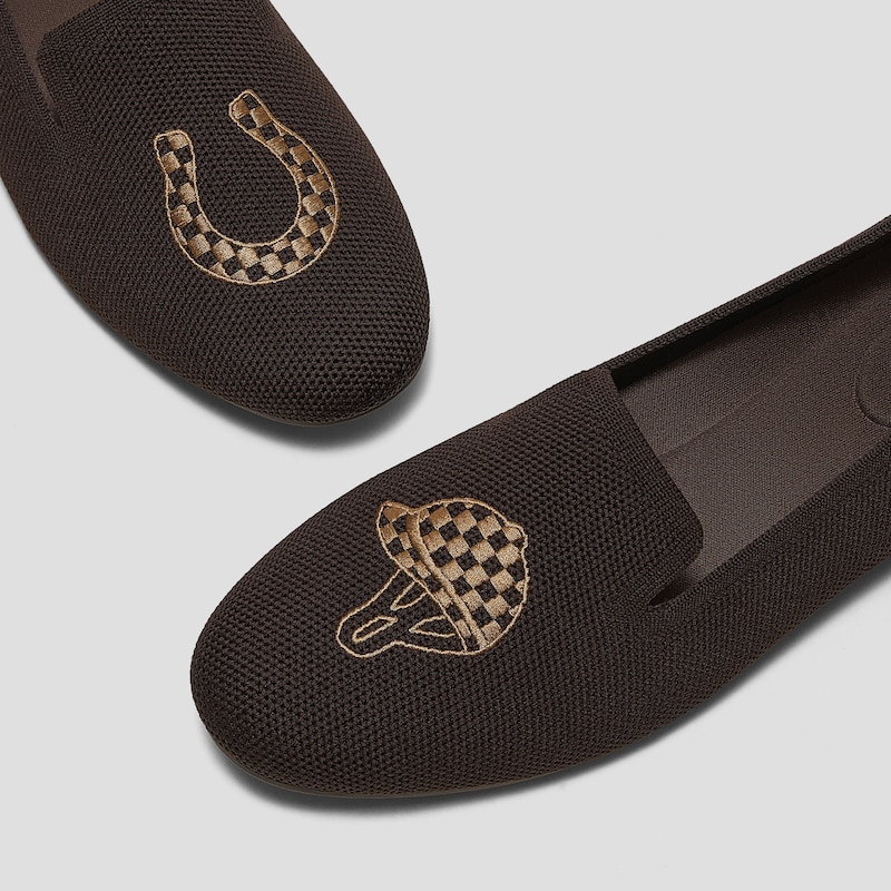 Round-Toe Embroidered Loafers (Audrey), DARK CHOCOLATE, EU38.5 | VIVAIA