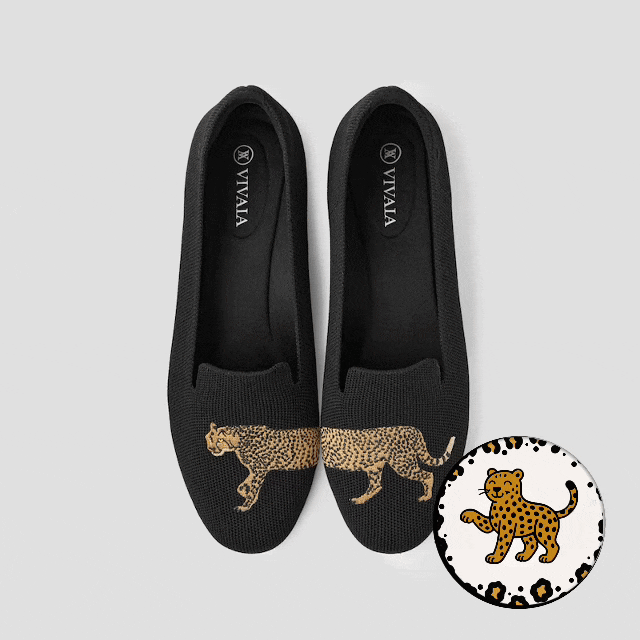 VIVAIA Audrey ダックスフンド　ローファー定価14.800円 Audrey Round-Toe Patterned Loafers for Bunions in Black