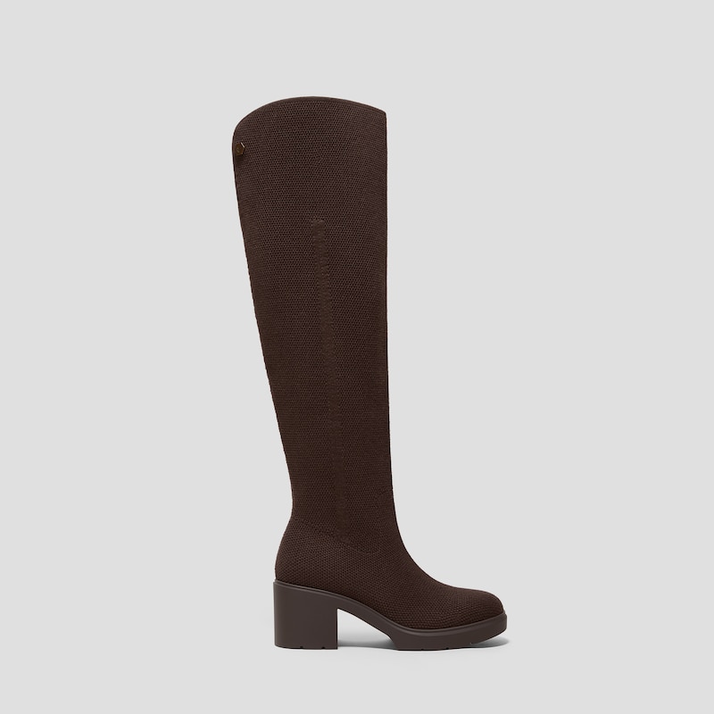 Fold-Over Square-Toe Knee-High Boots (Gia), DARK CHOCOLATE, EU41 | VIVAIA