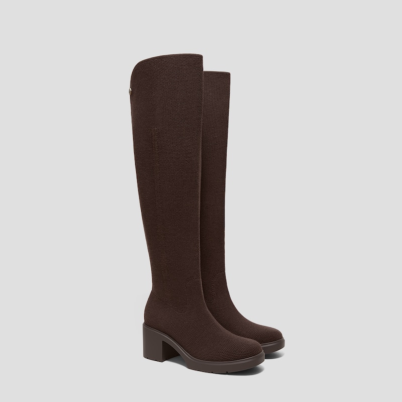 Fold-Over Square-Toe Knee-High Boots (Gia), DARK CHOCOLATE, EU41 | VIVAIA