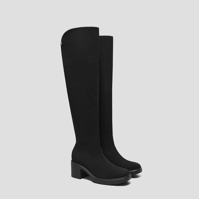 Fold-Over Square-Toe Knee-High Boots (Gia)
