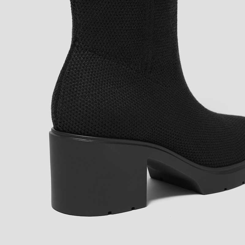 Fold-Over Square-Toe Knee-High Boots (Gia), Black, EU40 | VIVAIA