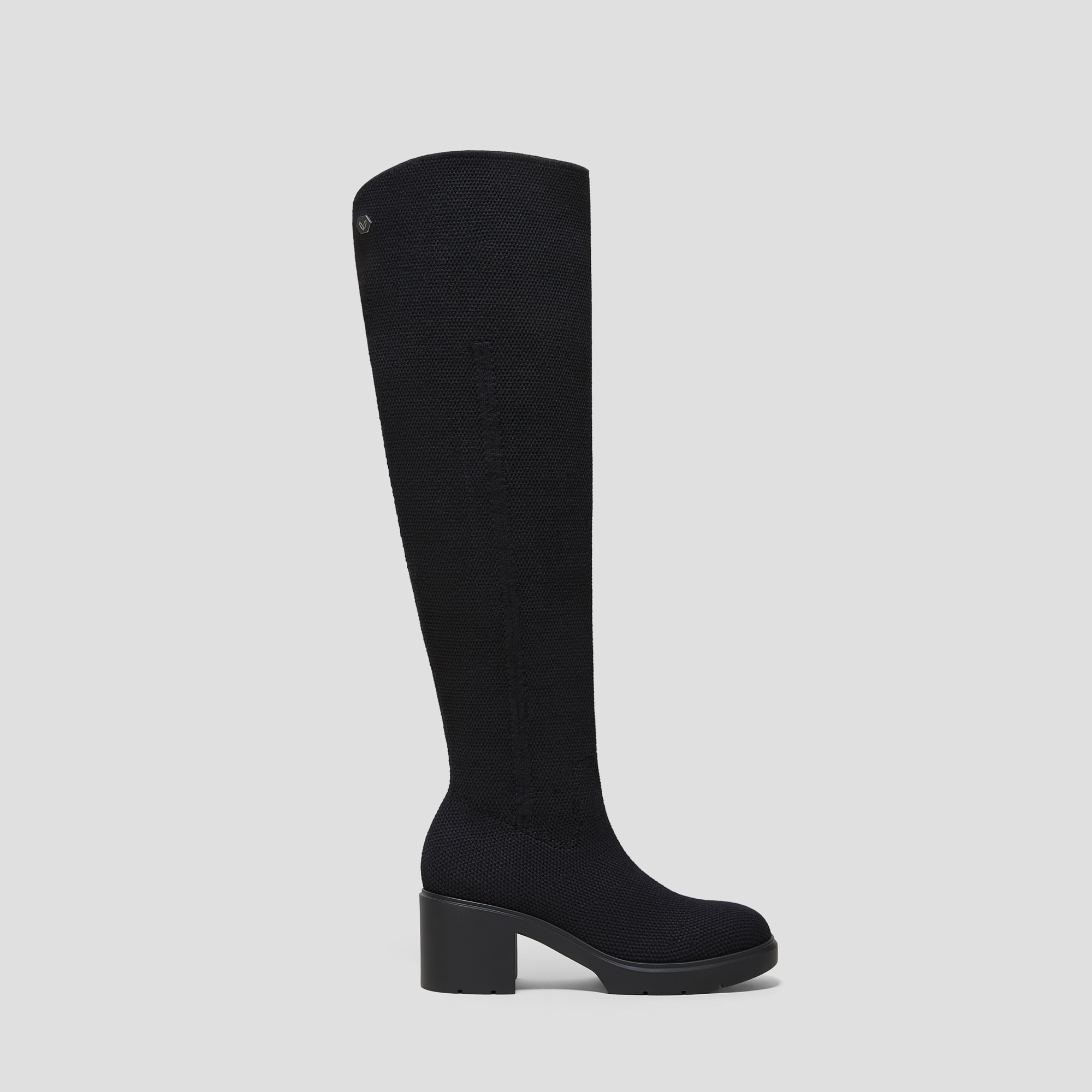 Fold-Over Square-Toe Knee-High Boots (Gia), Black, EU37 | VIVAIA