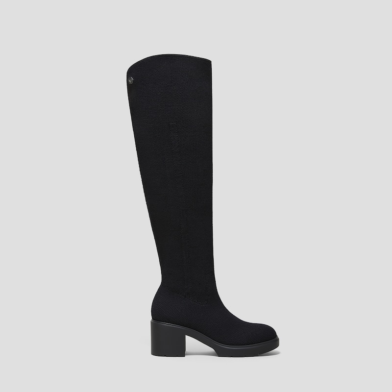 Fold-Over Square-Toe Knee-High Boots (Gia), Black, EU40 | VIVAIA