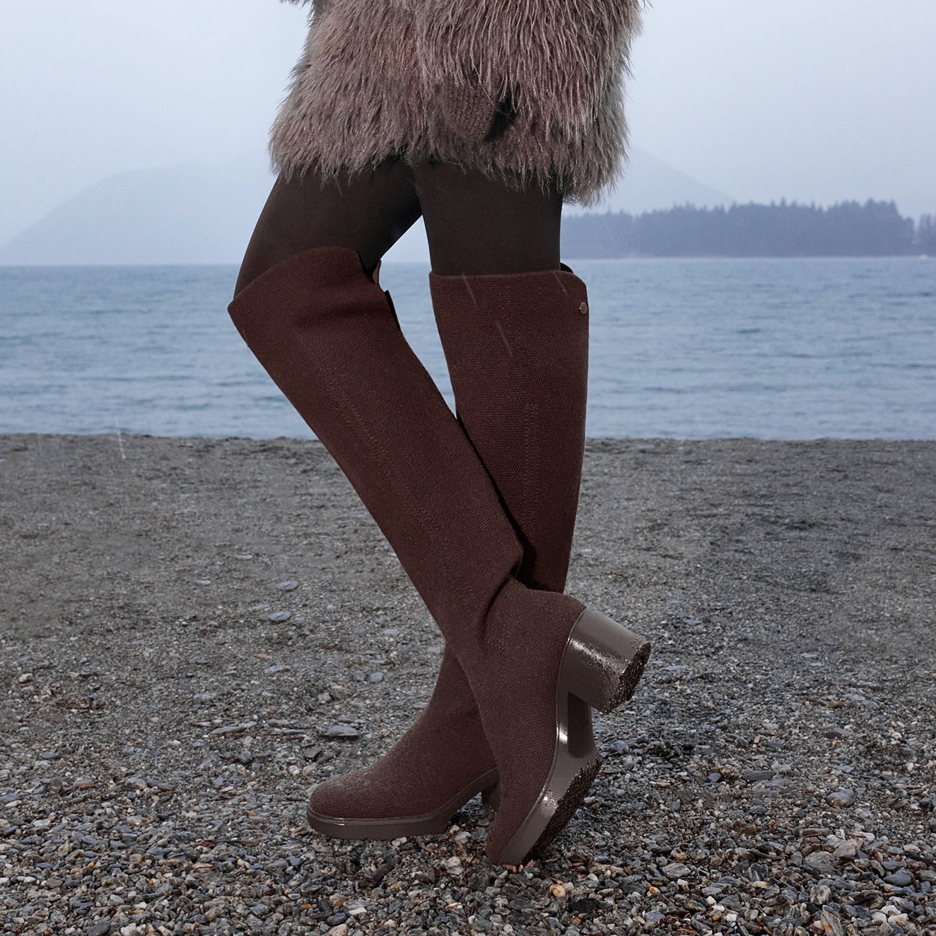 Fold-Over Square-Toe Knee-High Boots (Gia), DARK CHOCOLATE, EU35