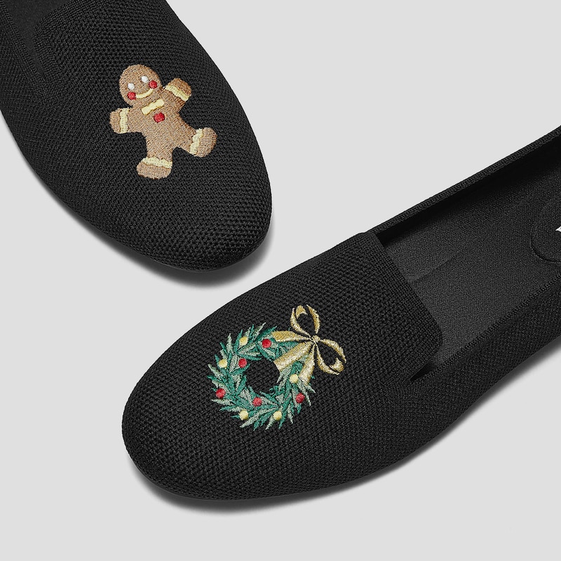 Round-Toe Embroidered Loafers (Audrey), BLACK - GINGERBREAD MAN, EU39 | VIVAIA