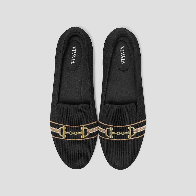 Round-Toe Embroidered Loafers (Audrey), BLACK - HORSEBIT, EU39 | VIVAIA