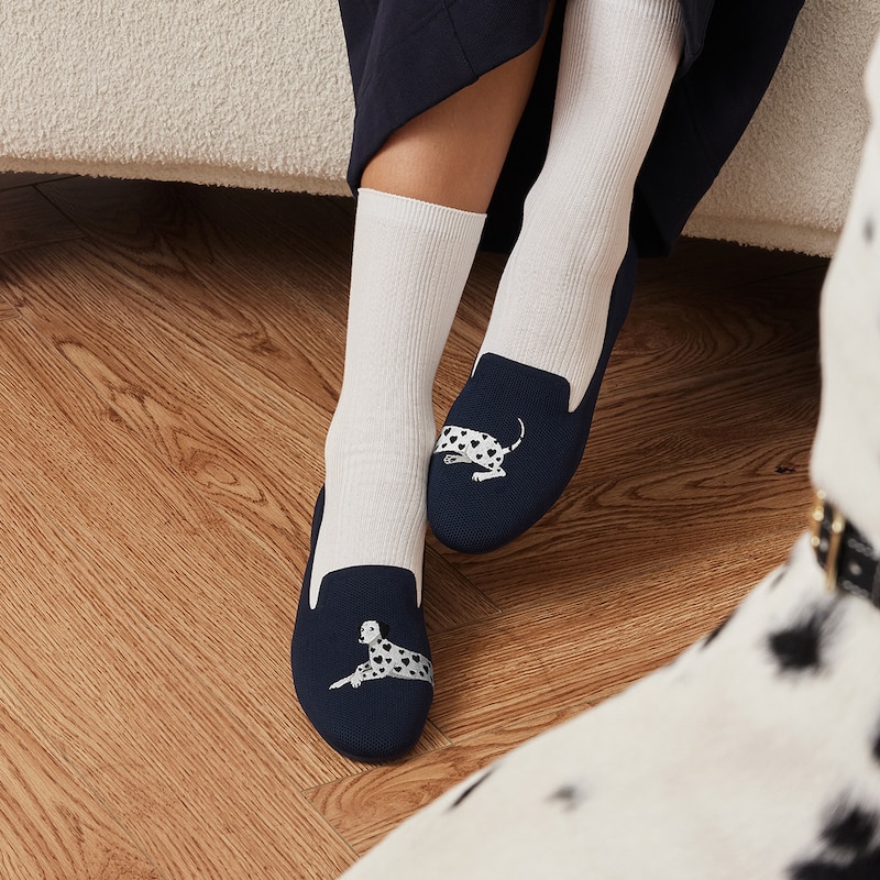 Round-Toe Embroidered Loafers (Audrey), NAVY - DALMATIAN, EU39 | VIVAIA