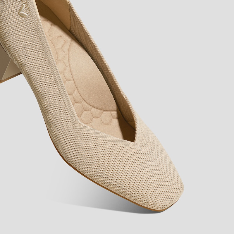 Square-Toe Stress Free Chunky Heels (Megan), ALMOND, EU39 | VIVAIA