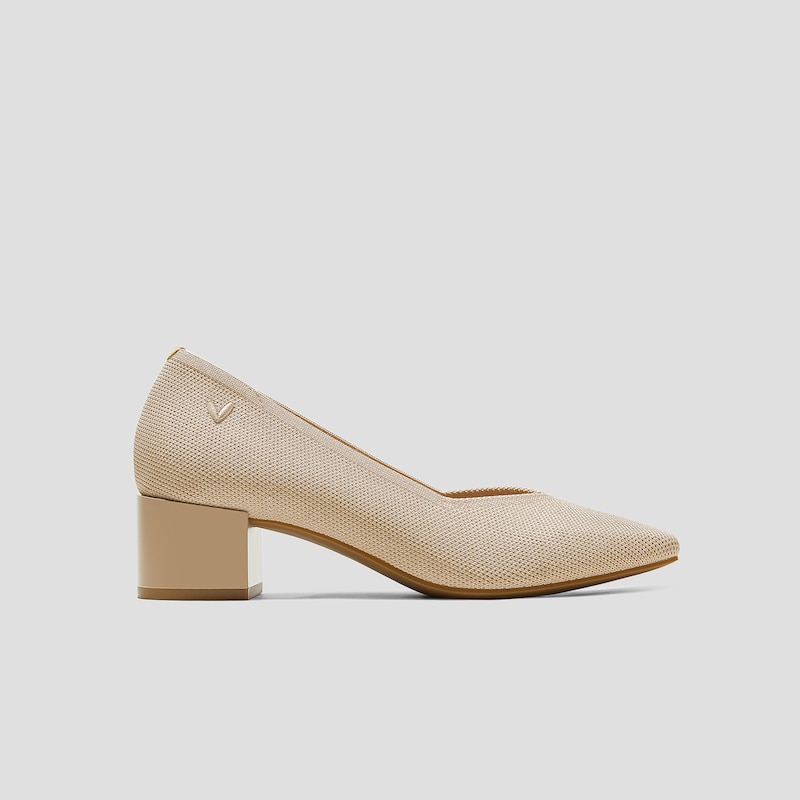 Square-Toe Stress Free Chunky Heels (Megan), ALMOND, EU39 | VIVAIA