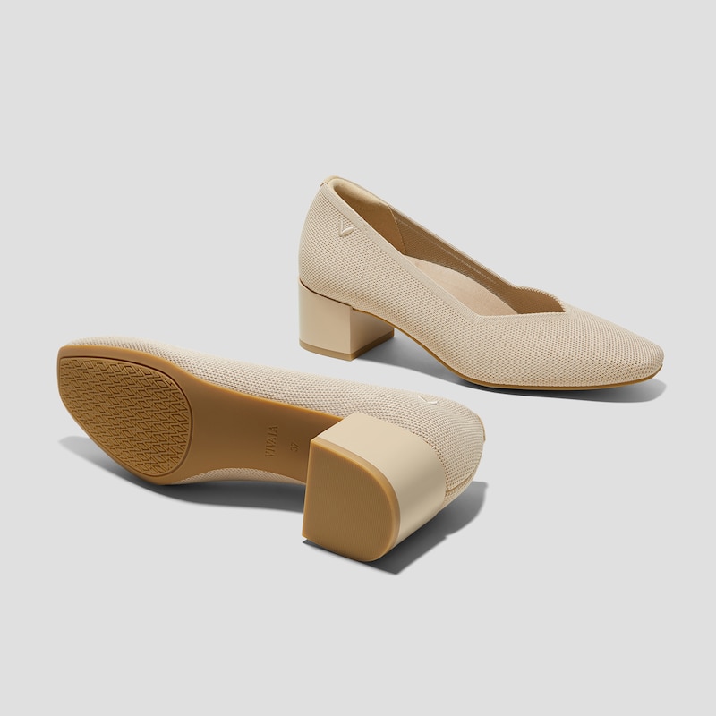 Square-Toe Stress Free Chunky Heels (Megan), ALMOND, EU39 | VIVAIA