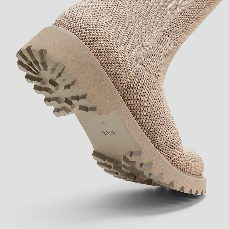 Round-Toe Stretchy Wool Knee-High Boots (Filipa), WARM TAUPE, EU35 | VIVAIA