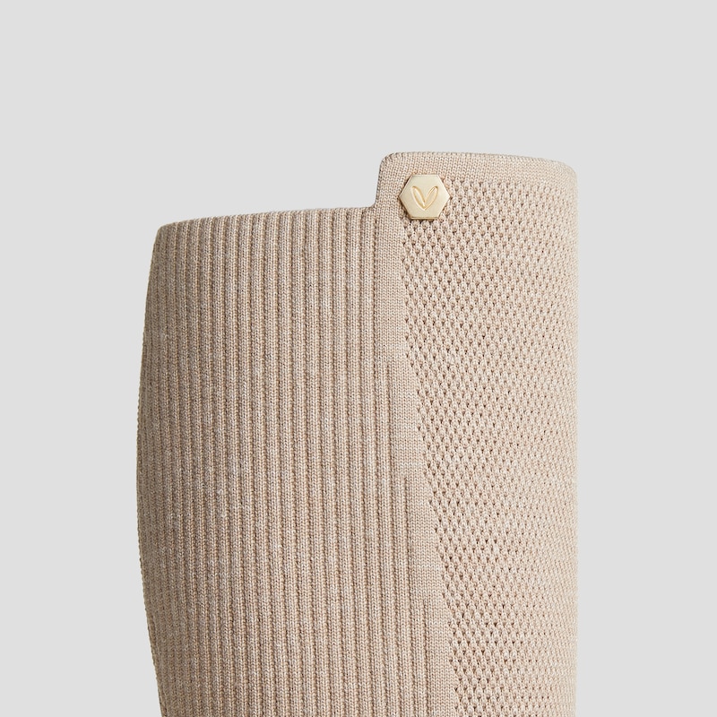 Round-Toe Stretchy Wool Knee-High Boots (Filipa), WARM TAUPE, EU35 | VIVAIA