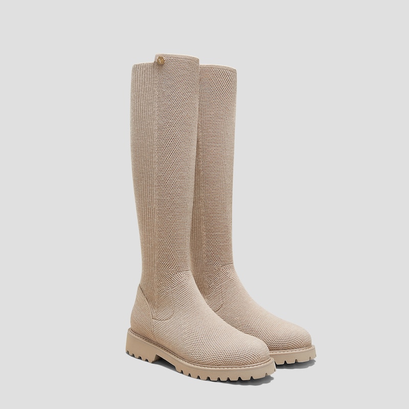 Round-Toe Stretchy Wool Knee-High Boots (Filipa)