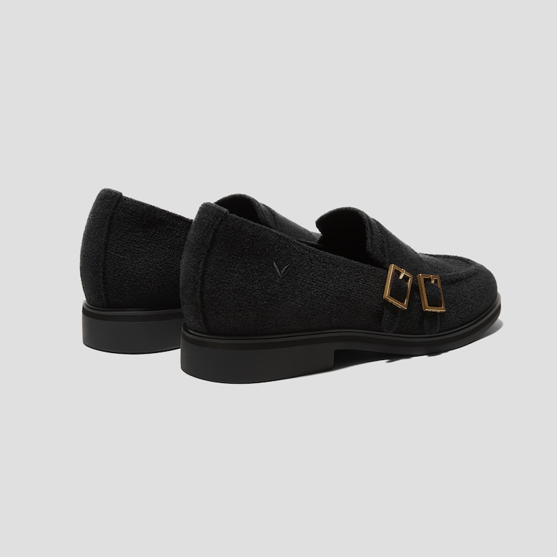 Round-Toe Velvet Penny Loafers (Luciana), BLACK VELVET, EU35 | VIVAIA