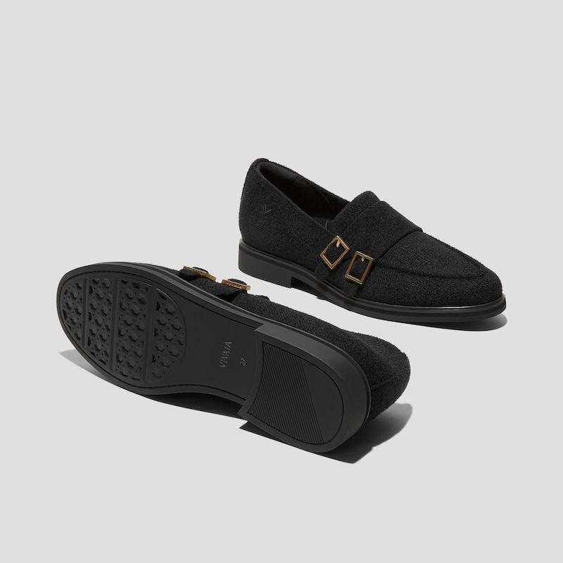 Round-Toe Velvet Penny Loafers (Luciana), BLACK VELVET, EU35 | VIVAIA