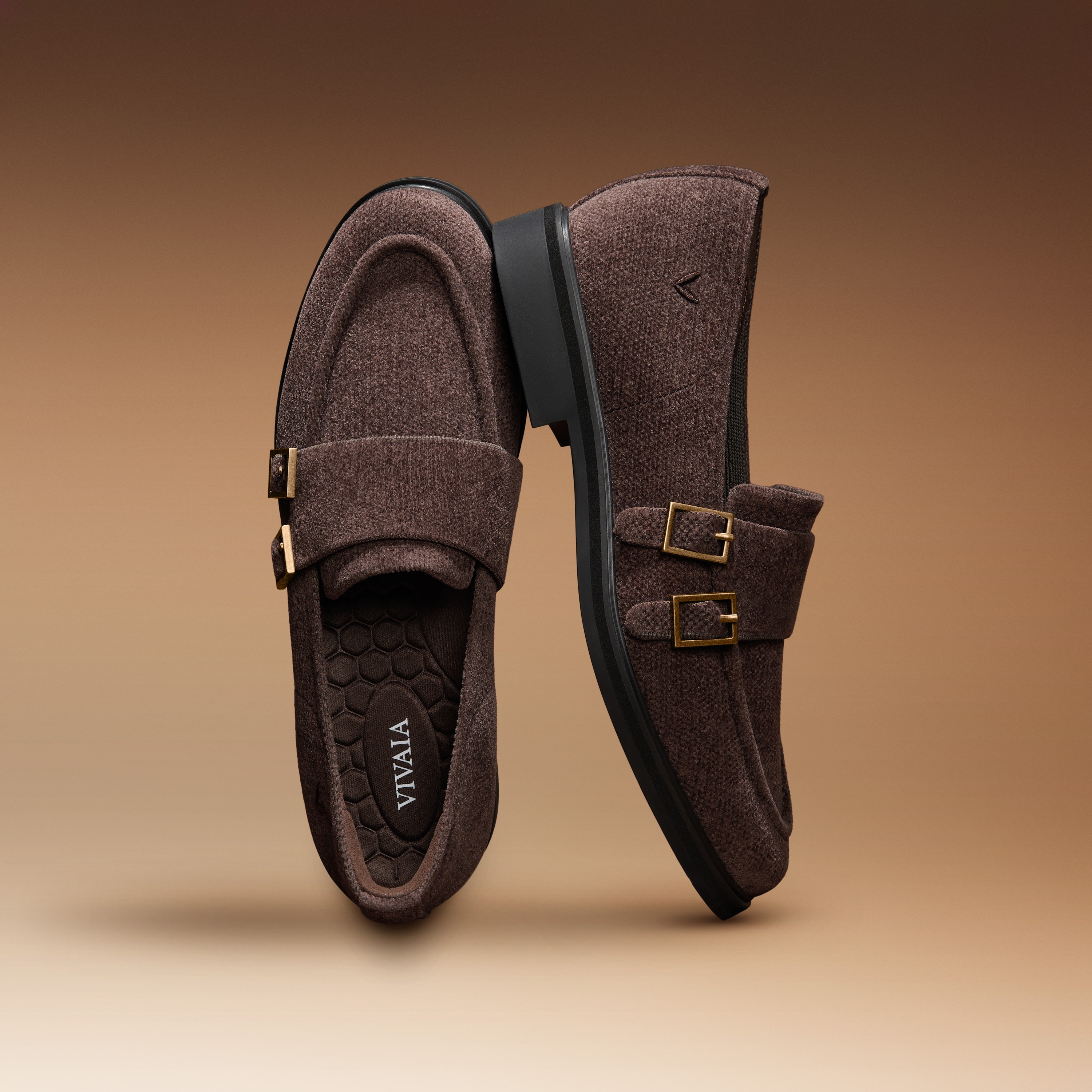 Round-Toe Velvet Penny Loafers (Luciana), DARK CHOCOLATE VELVET