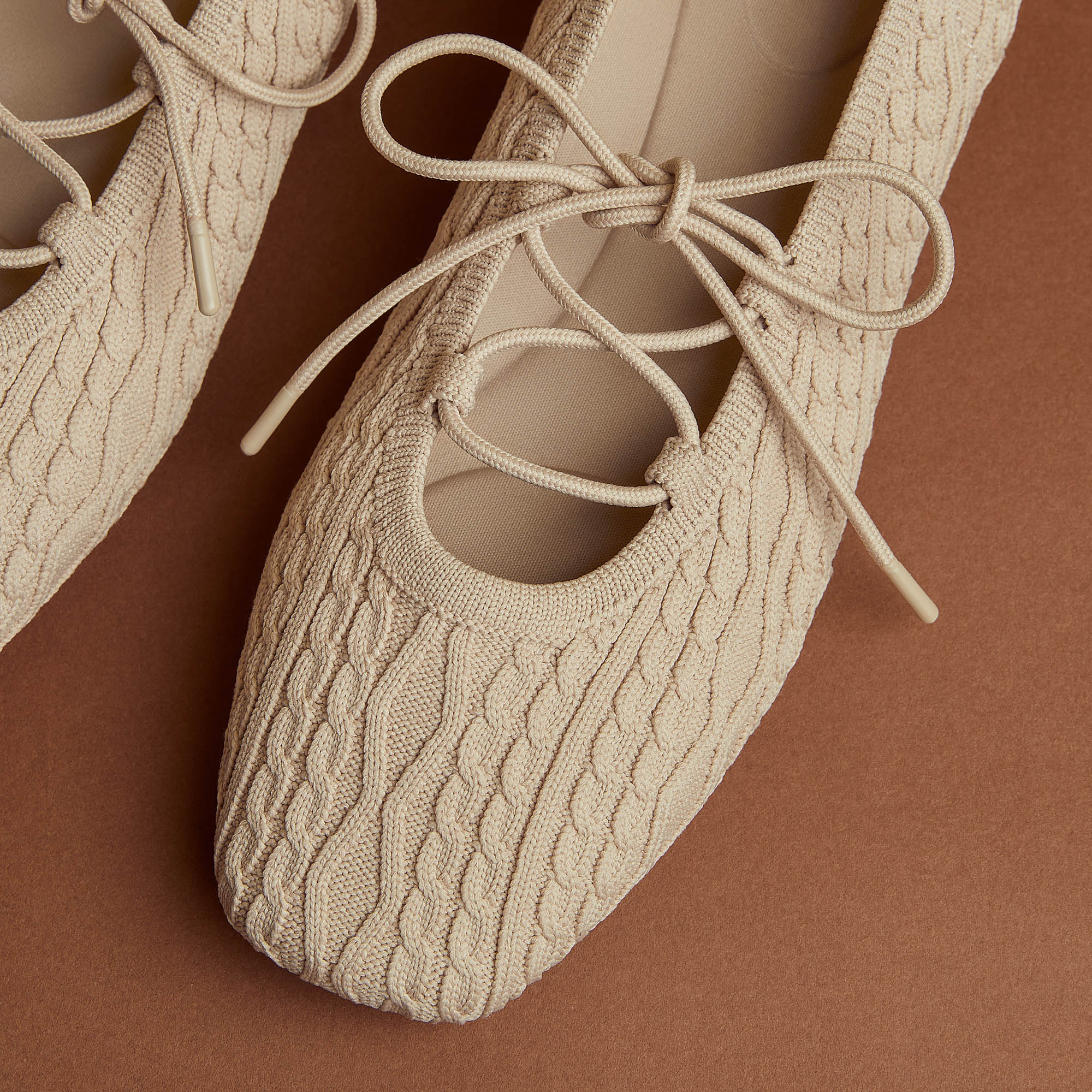 Square-Toe Lace Up Mary-Jane (Miley), ALMOND CABLE KNIT