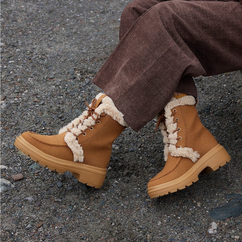 Faux Fur Water-Repellent Lightweight Warm Boots (Terry), CARAMEL WOOL WATER PRF, EU35 | VIVAIA