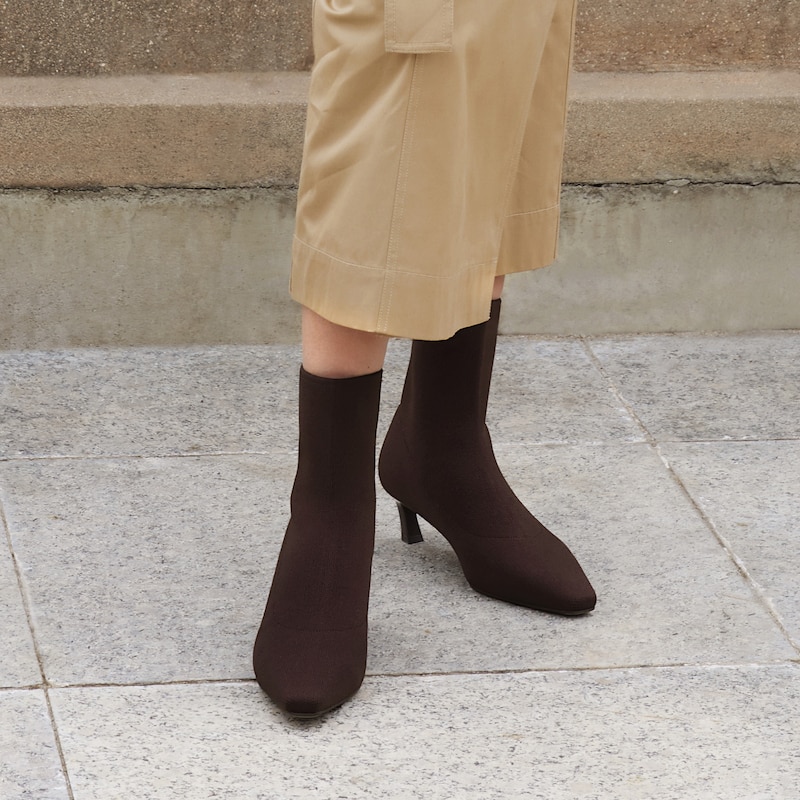 2-in-1 Detachable Mid Heel Boots (Rita), DARK CHOCOLATE, EU37 | VIVAIA