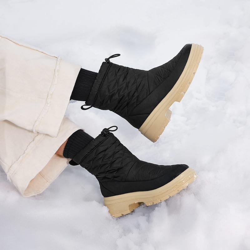 Quilted Waterproof PufferTherm Warm Boots (Theo), BLACK WATER PRF, EU35 | VIVAIA