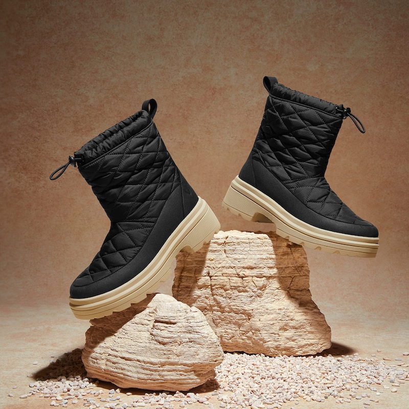 Quilted Waterproof PufferTherm Warm Boots (Theo), BLACK WATER PRF, EU35 | VIVAIA