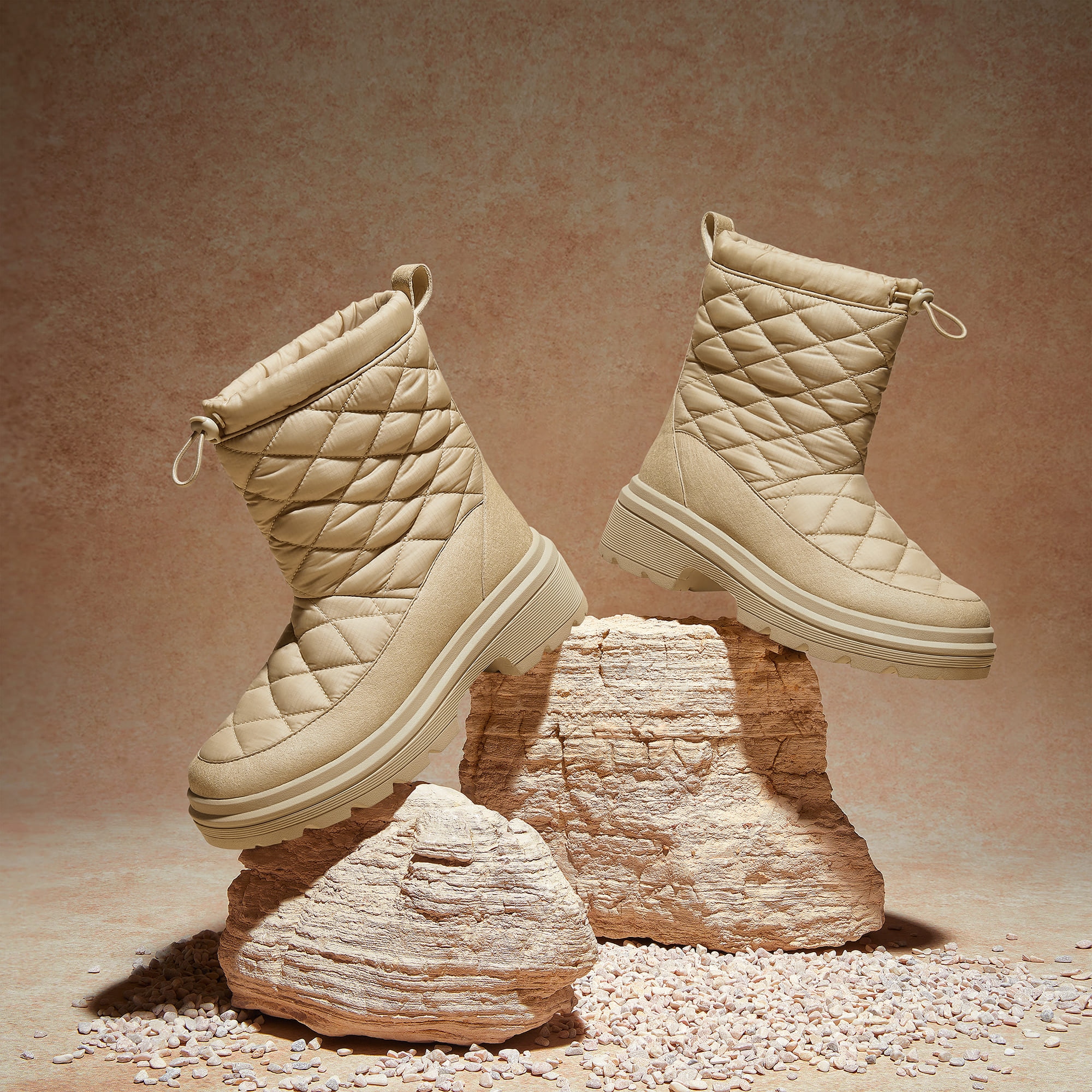 Quilted Waterproof PufferTherm Warm Boots (Theo), DESERT WATER PRF