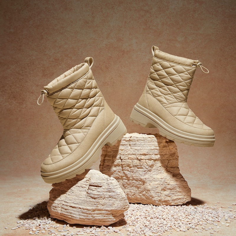 Quilted Waterproof PufferTherm Warm Boots (Theo), DESERT WATER PRF, EU35 | VIVAIA