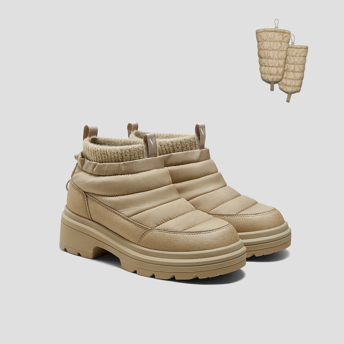 2-in-1 Detachable PufferTherm Warm Boots, DESERT, EU35 | VIVAIA