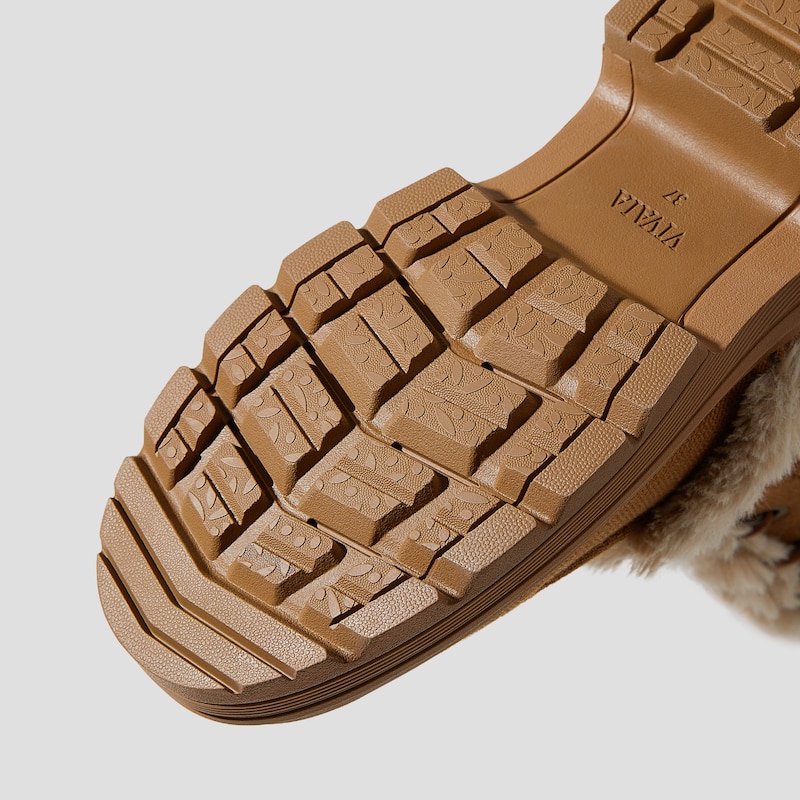 Faux Fur Water-Repellent Lightweight Warm Boots (Terry), CARAMEL WOOL WATER PRF, EU35 | VIVAIA