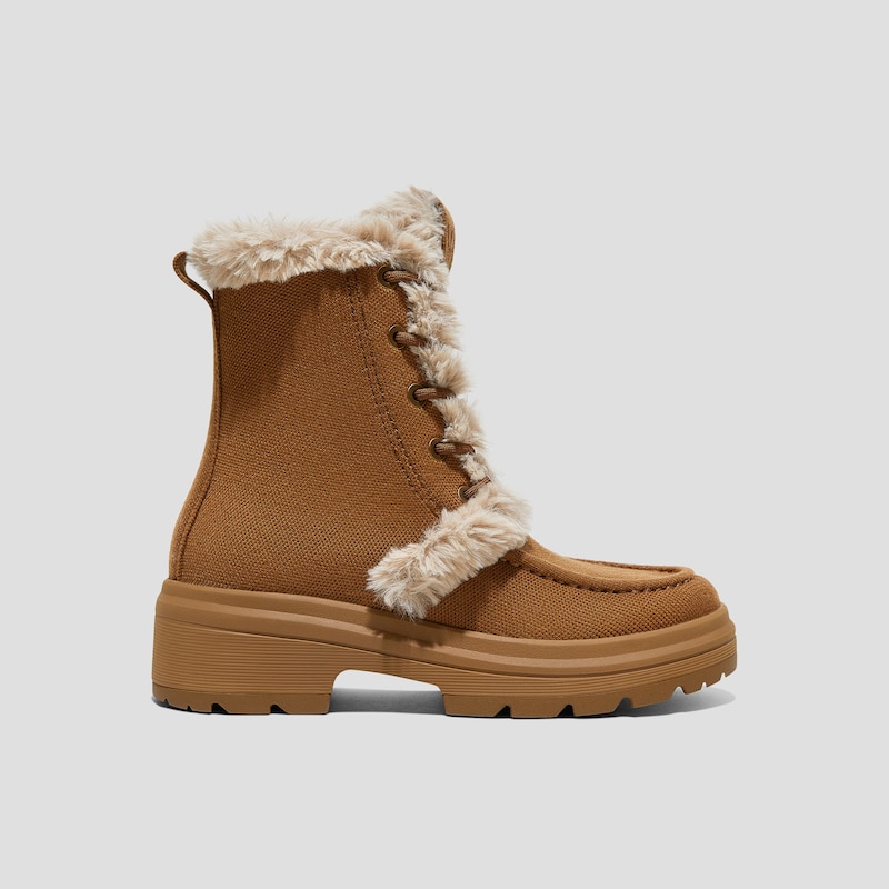 Faux Fur Water-Repellent Lightweight Warm Boots (Terry), CARAMEL WOOL WATER PRF, EU35 | VIVAIA