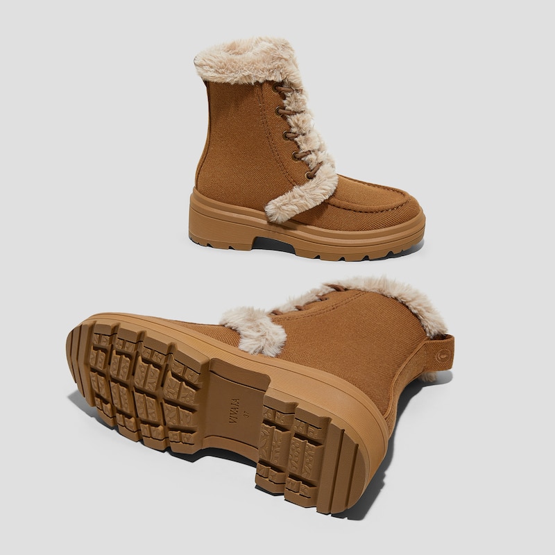Faux Fur Water-Repellent Lightweight Warm Boots (Terry), CARAMEL WOOL WATER PRF, EU35 | VIVAIA