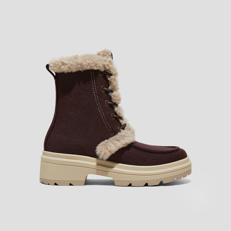 Faux Fur Water-Repellent Lightweight Warm Boots (Terry), DK.CHOCOLATE WOOL WATER PRF, EU35 | VIVAIA