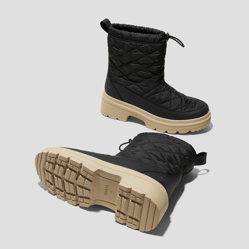 Quilted Waterproof PufferTherm Warm Boots (Theo), BLACK WATER PRF, EU35 | VIVAIA