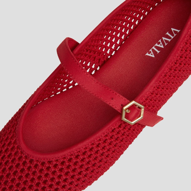 Almond-toe Mary-Jane AdaptAll™（Nelly), RUBY RED MESH, EU35 | VIVAIA