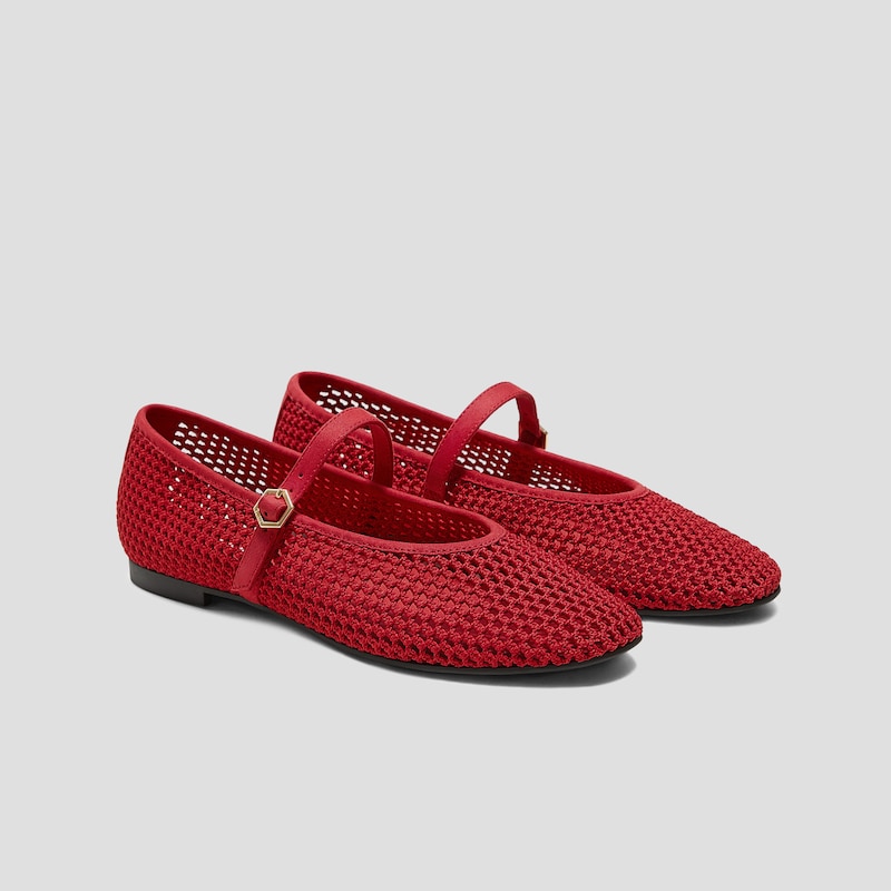 Almond-toe Mary-Jane AdaptAll™（Nelly), RUBY RED MESH, EU35 | VIVAIA