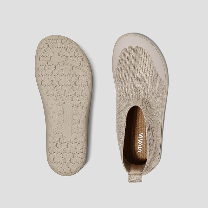 Round-Toe Barefoot Sneakers (Milo), OATMILK WATER RPT, EU35 | VIVAIA