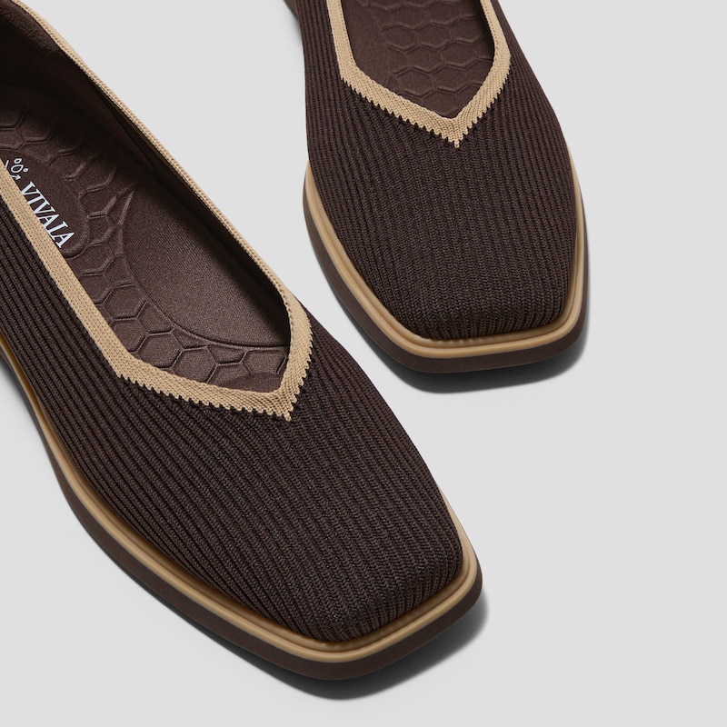 Square-Toe All-Day Standing Flats (Mabel), DARK CHOCOLATE NUDE, EU38 | VIVAIA