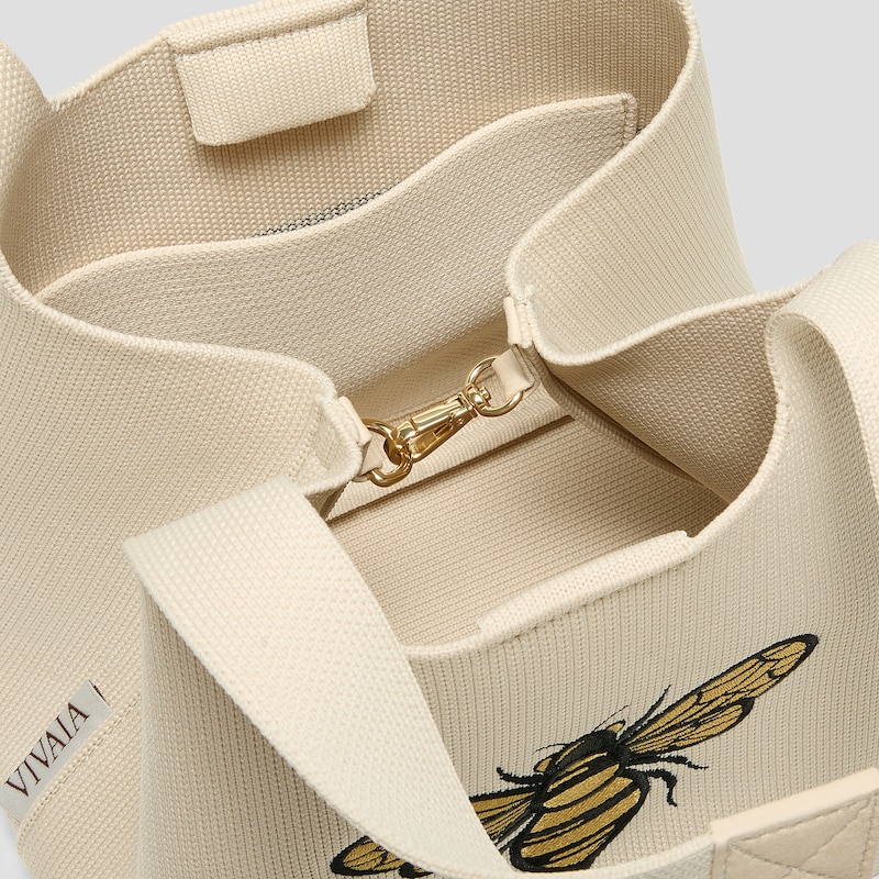 The Mini Tote (Anita), cream ivory bee happy, one-size | VIVAIA