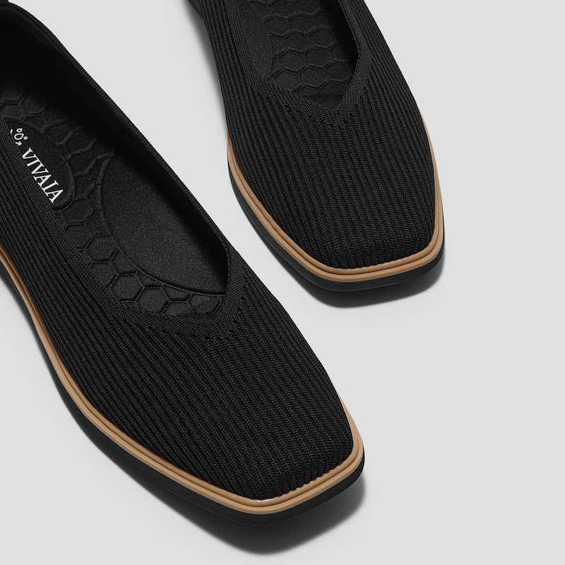 Square-Toe All-Day Standing Flats (Mabel), Black, EU40 | VIVAIA