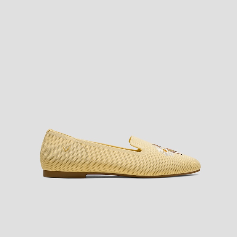 Round-Toe Embroidered Loafers (Audrey), BUTTER YELLOW-QUOKKA, EU37 | VIVAIA