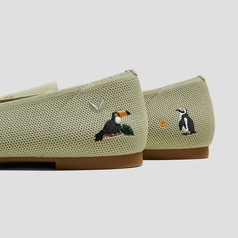 Round-Toe Embroidered Loafers (Audrey), MATCHA-ENDANGERED ANIMALS, EU35 | VIVAIA