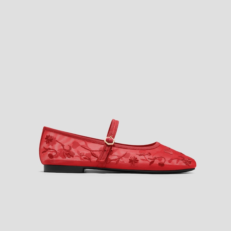 Valentine's Limited Edition Square-Toe Mary Janes (Margot™ Mary Jane), VALENTINE RUBY RED MESH, EU35 | VIVAIA