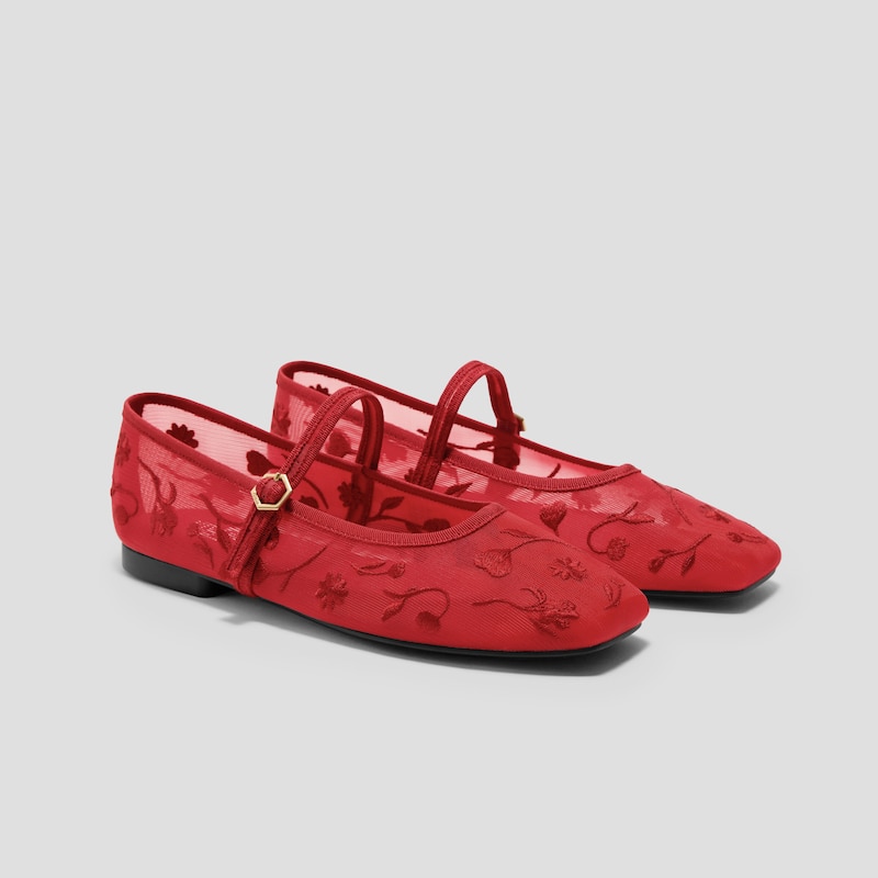 Valentine's Limited Edition Square-Toe Mary Janes (Margot™ Mary Jane), VALENTINE RUBY RED MESH, EU35 | VIVAIA