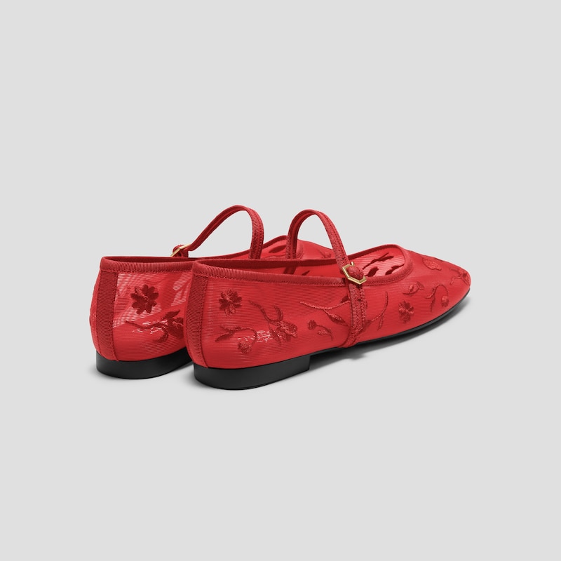 Valentine's Limited Edition Square-Toe Mary Janes (Margot™ Mary Jane), VALENTINE RUBY RED MESH, EU35 | VIVAIA
