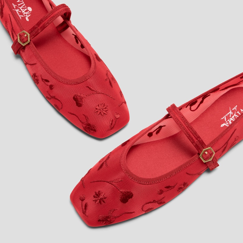 Valentine's Limited Edition Square-Toe Mary Janes (Margot™ Mary Jane), VALENTINE RUBY RED MESH, EU35 | VIVAIA